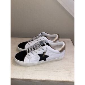 Vintage Havana Gadol Perforated Metallic Slip On Womens Gold, White Sneakers 9